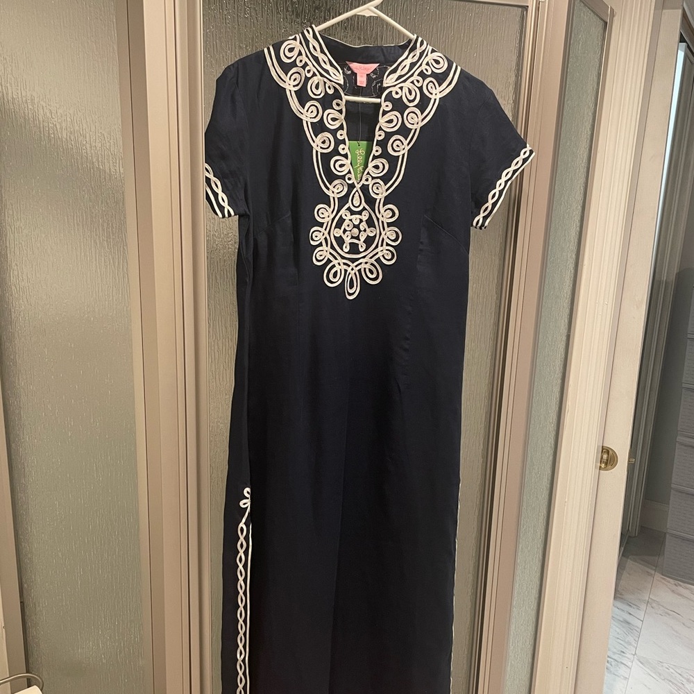 Lilly Pulitzer Sea Island tunic linen dress in true navy, size M. NWOT